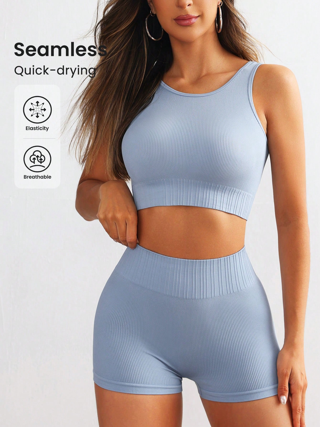 Crop Top Crochet - Conjunto de Yoga Sem Costura para