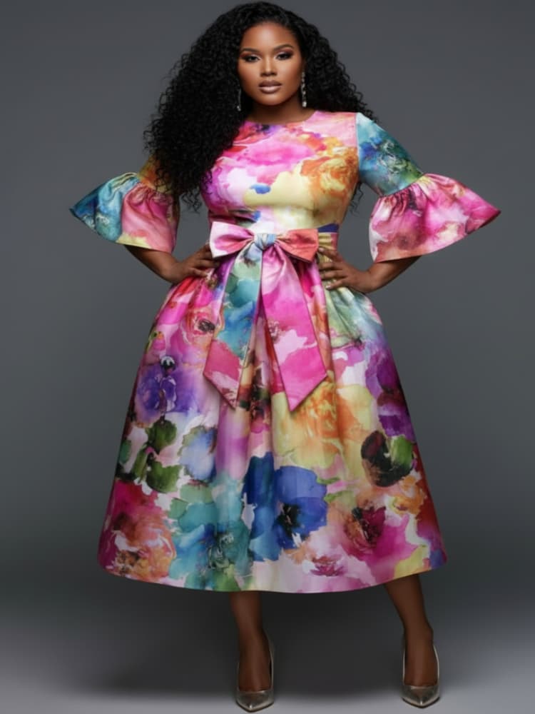 Vestido Midi Plus Size com Dec - Midi Skirt Floral avaliação e preço