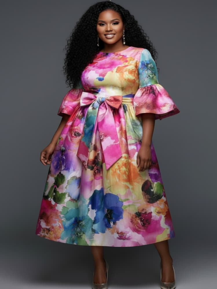 Vestido Midi Plus Size com Dec - Midi Skirt Floral avaliação e preço