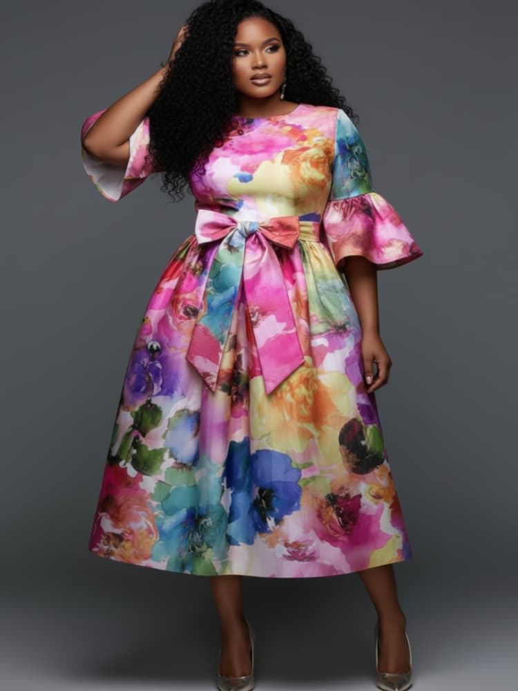 Vestido Midi Plus Size com Dec - Midi Skirt Floral avaliação e preço